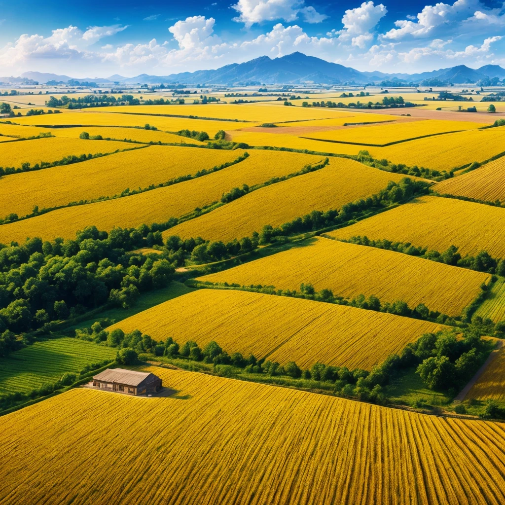 Masterpiece, best quality, (very detailed CG unified 8k wallpaper) (best quality), (best illustration), (best shade) nature harvest wheat, super meticulous --v6, people working in the fields