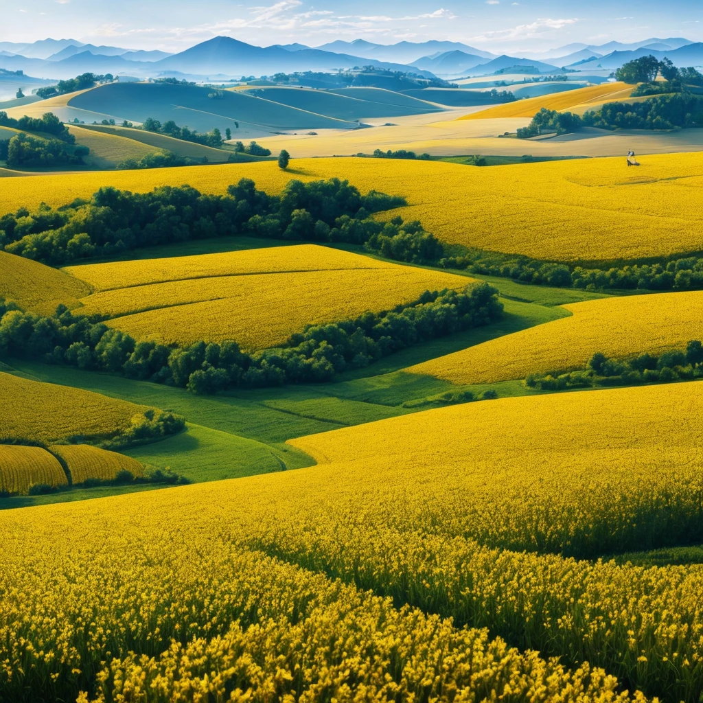 Masterpiece, best quality, (very detailed CG unified 8k wallpaper) (best quality), (best illustration), (best shade) nature harvest wheat, super meticulous --v6, people working in the fields