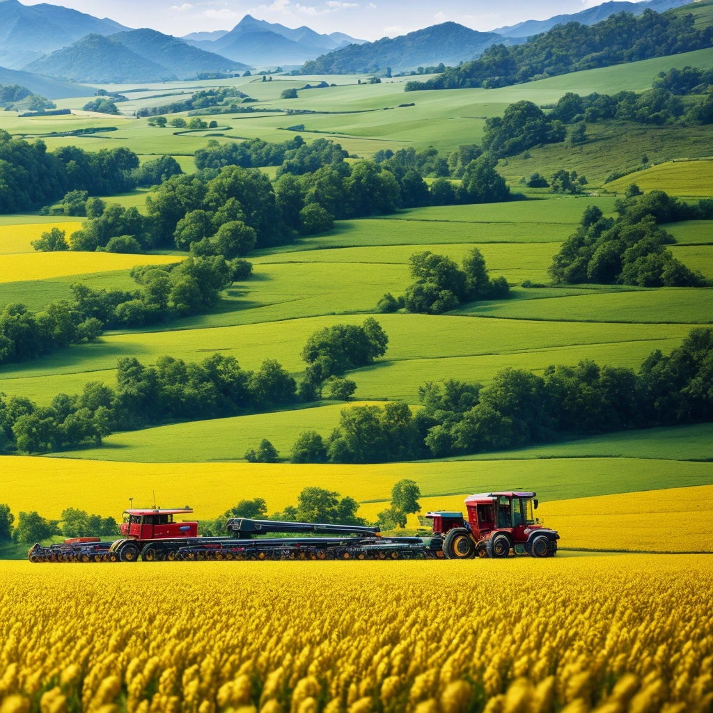 Masterpiece, best quality, (very detailed CG unified 8k wallpaper) (best quality), (best illustration), (best shade) nature harvest wheat, super meticulous --v6, people working in the fields