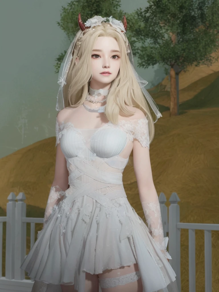 Very detailed faces, realistic beautiful girl with horn 