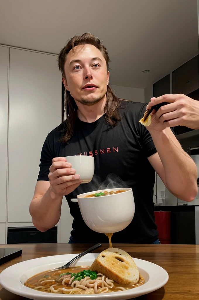 Elon musk eating ramen 