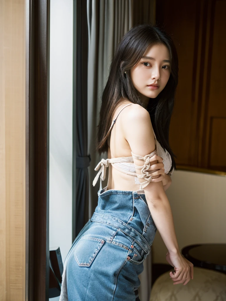 nikon RAW photo,8 k,Fujifilm XT3,photorealistic,realistic, solo, photorealistic, best quality, ultra high res, (skin spots:0.1) sexy expression, stan, modeling, masterpiece, best quality, extremely detailed face, perfect lighting, solo,1girl, sexy sight best quality, ultra high res, photorealistic, ultra detailed, masterpiece, best quality, iu1, tiny butt, lee ji-eun, nipple visible, topless, policewoman shot, photoshoot style, police sexy girl