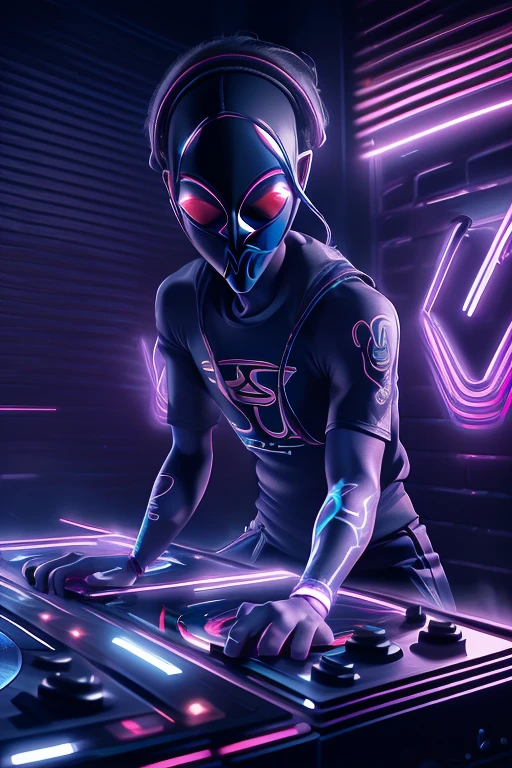 (Highly detailed CG Unity 8k wallpaper), The most beautiful works of art in the world,A blindfolded man is playing a game,((Slender body:1.5)), Portrait of Tadashi Nakayama, Flicker, funk art, Turntablist, portrait of lucha libre DJ, turntablism DJ scratching,  Lots of tattoos,(Holding a cigarette),Large crowd in the background,Party Time,DJ, DJ set, DJ rave party, DJ at a , Photo of three laborers, ((Highly detailed skin and facial textures:1.3, Ultra detailed face, Detailed arms, Beautiful attention to detail)),DJ sura, DJing with DJ turntables