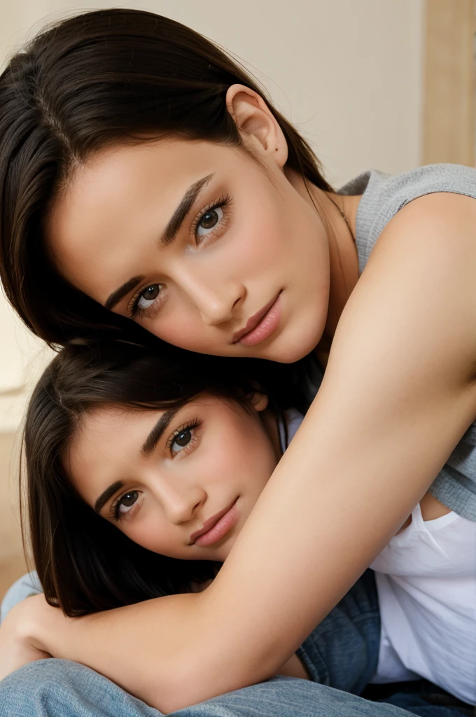 Boy laying on girl shoulder 