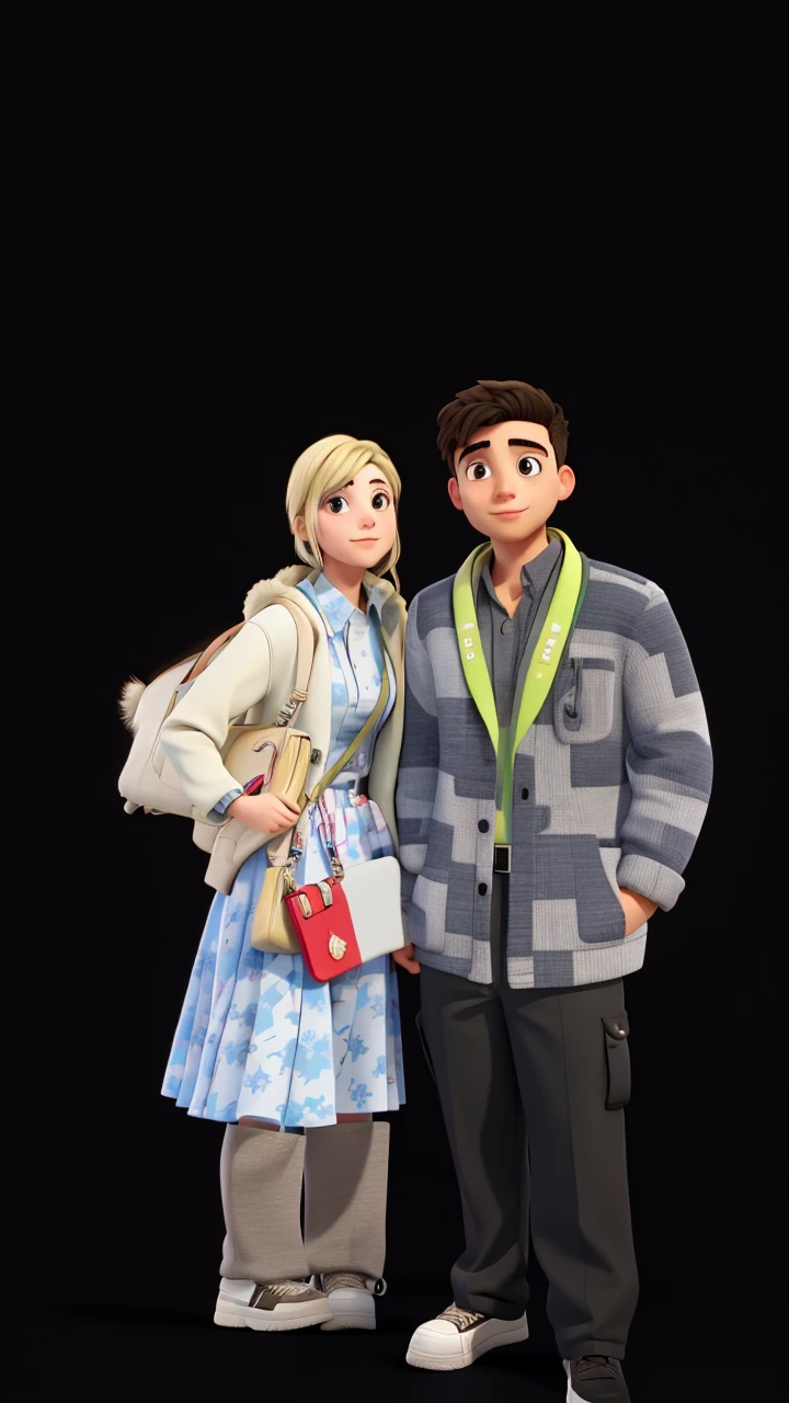 A young adult male and female taking a selfie infront of a plane