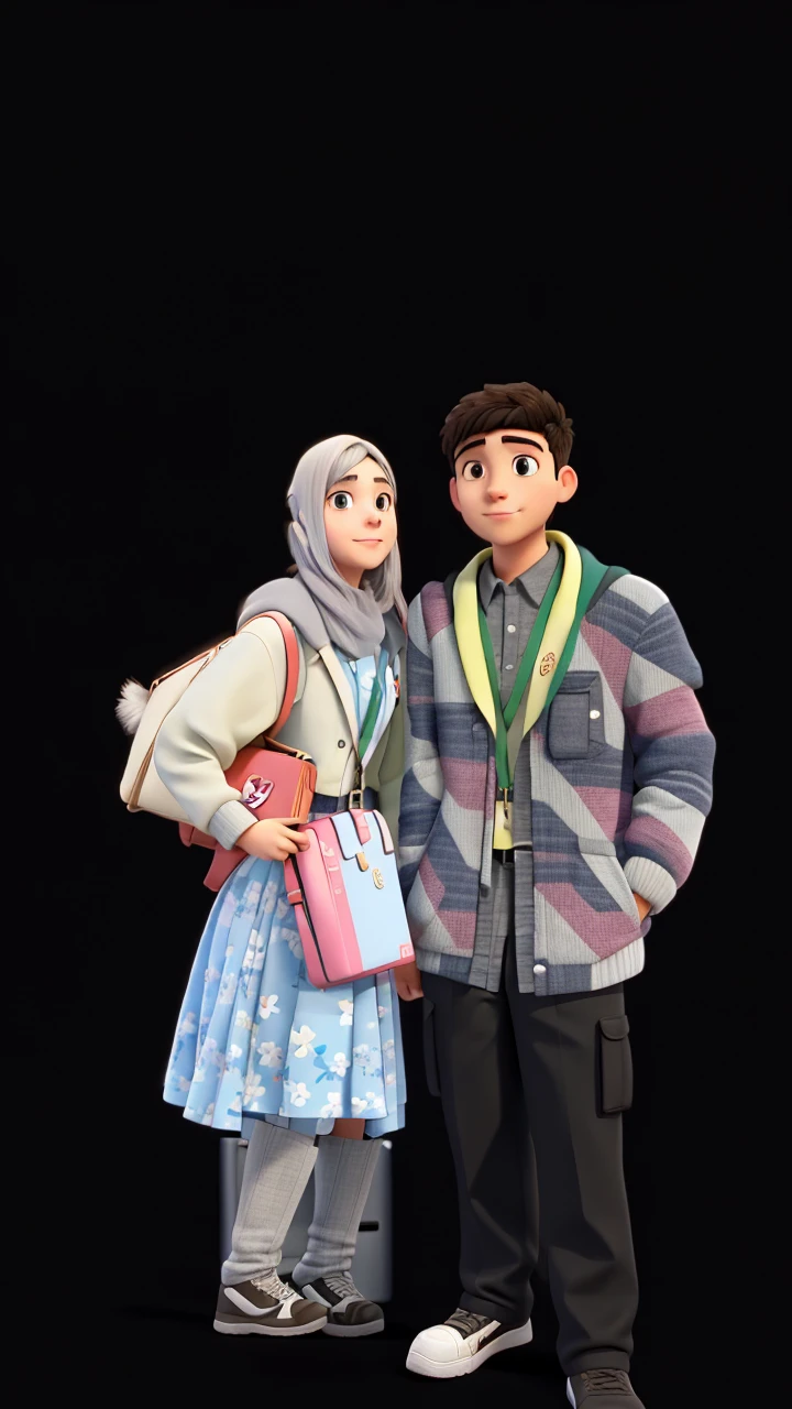 A young adult male and female taking a selfie infront of a plane