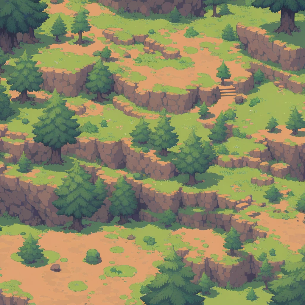 retro video game style,pixelated, vibrant pastel colors,8-bit characters,blocky shapes,sharp lines,detailed shading,classic gaming vibe,nostalgic atmosphere,classic arcade games,masterpiece:1.2,ultra-detailed,illustration style, 2d texture, stone texture, 4 k seamless mud texture, video game texture, dirt texture, tileset, game tiles, grass, 3/4th perspective trees, 3/4th perspective tileable rock texture, 3/4th perspective tileable cliff formations, tileable trees, topdown view, game texture, game art, tileable texture, very detailed cliff texture, intricate stones, top down view, 3/4th perspective