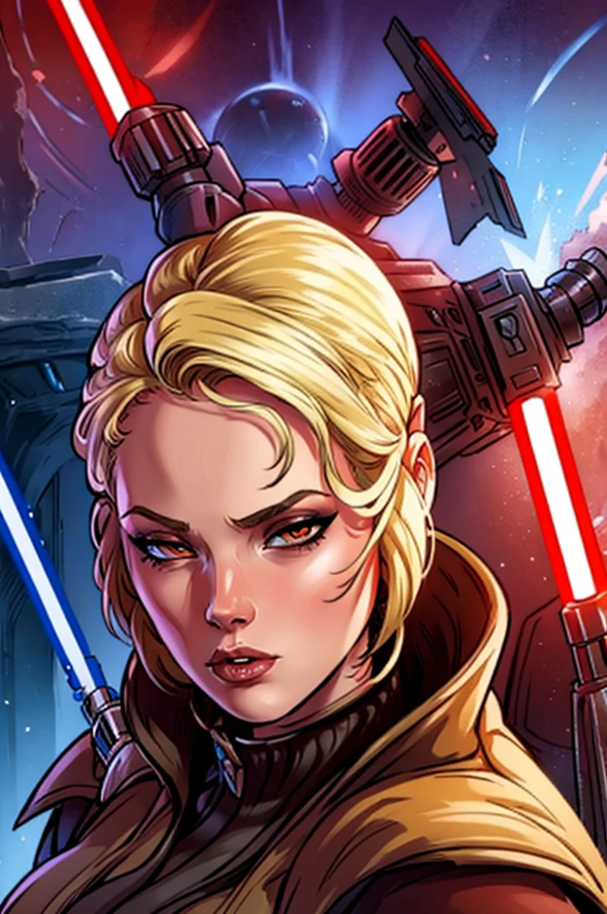 Lana Beniko (Star Wars : The Old Republic) - hot sith sexy girl with short blonde hair, red lightsaber