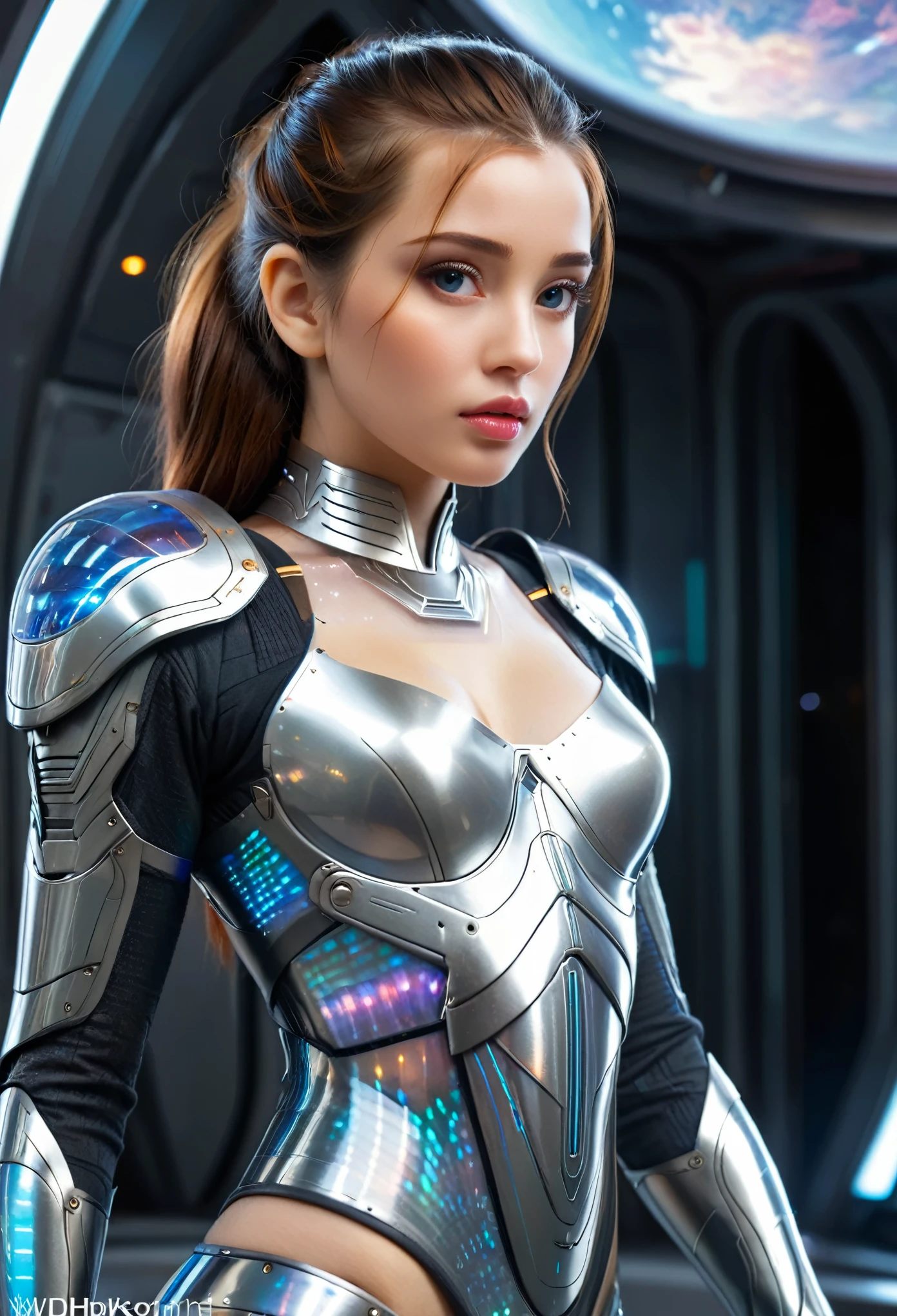 (best quality,4k,highres,masterpiece:1.2),ultra-detailed,(realistic,photorealistic:1.37), 1 extraordinarily beautiful princess, (sci-fi futuristic transparent armor:1.7), sexy, expressive, ral-opal, on a spaceship, cameltoe, beautiful detailed eyes, beautiful detailed lips, extremely detailed face and eyes, long eyelashes, hkstyle, hair updo, , HDR, UHD, studio lighting, ultra-fine painting, sharp focus, physically-based rendering, extreme detail description, professional, vivid colors, bokeh, sci-fi, concept art, (NSFW:1.0)