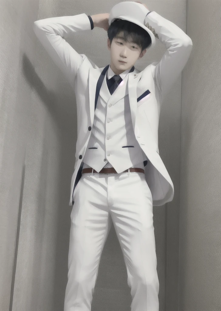 1boy,head, white suit,