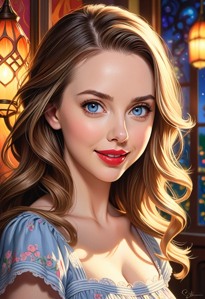 a colored pencil sketch of a 50 house wife. featuring warm lighting and shadows. should be of the highest quality, a masterpiece with intricate details.
She should have luscious lips, a wide smile, and bright, expressive eyes, exuding beauty, cuteness, and adorableness. Ensure the image is high resolution and sharply detailed, with a detailed and vibrant background. Scarlett Johanson, Alison Brie, Dove Cameron
Incorporate mystical lighting in the background, creating a romantic and enchanting atmosphere.