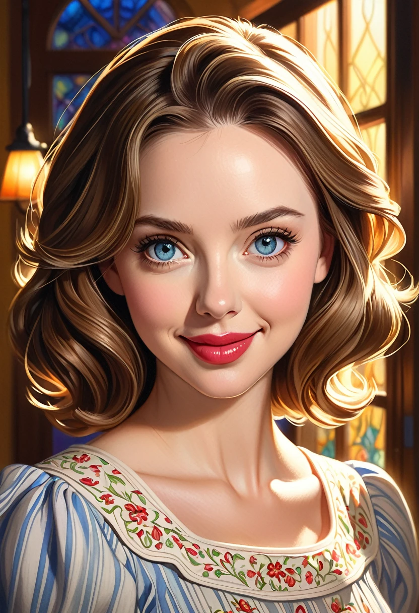 a colored pencil sketch of a 50 house wife. featuring warm lighting and shadows. should be of the highest quality, a masterpiece with intricate details.
She should have luscious lips, a wide smile, and bright, expressive eyes, exuding beauty, cuteness, and adorableness. Ensure the image is high resolution and sharply detailed, with a detailed and vibrant background. Scarlett Johanson, Alison Brie, Dove Cameron
Incorporate mystical lighting in the background, creating a romantic and enchanting atmosphere.
