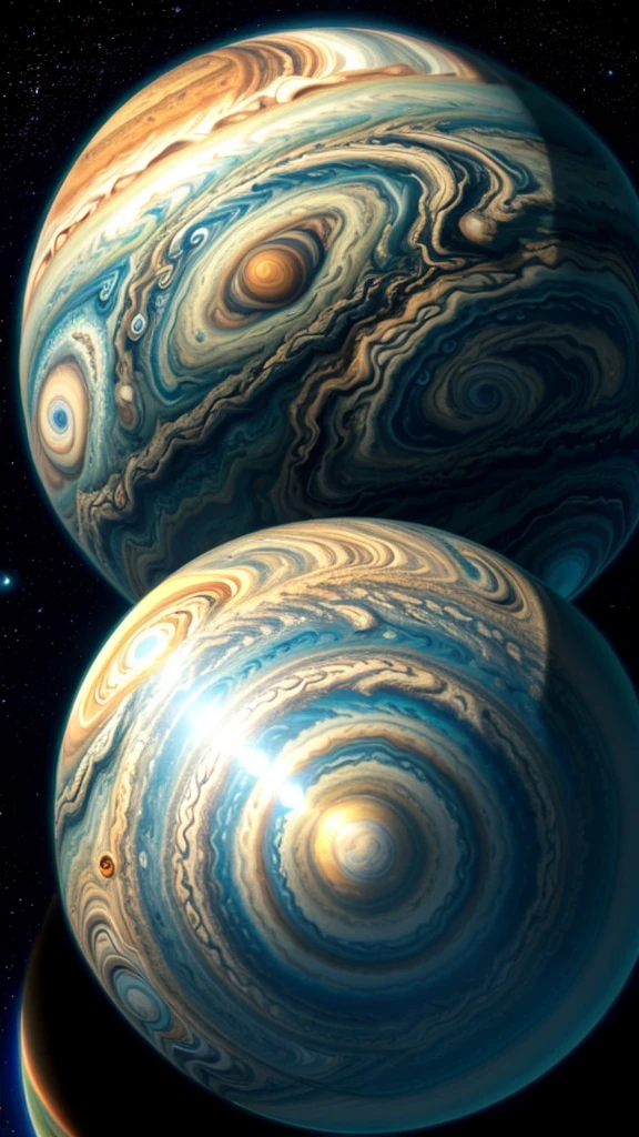 a giant gas planet jupiter, detailed realistic planet jupiter, ultra detailed planet jupiter, hyperrealistic jupiter planet, photorealistic jupiter planet, 8k ultra detailed jupiter planet, 4k high resolution jupiter planet, extremely detailed jupiter atmosphere and clouds, beautiful colorful jupiter storm, swirling jupiter storm clouds, dramatic jupiter storm, stunning jupiter planet, majestic jupiter planet, breathtaking jupiter planet