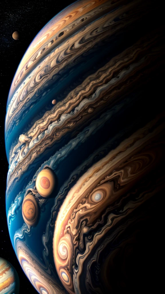 a giant gas planet jupiter, detailed realistic planet jupiter, ultra detailed planet jupiter, hyperrealistic jupiter planet, photorealistic jupiter planet, 8k ultra detailed jupiter planet, 4k high resolution jupiter planet, extremely detailed jupiter atmosphere and clouds, beautiful colorful jupiter storm, swirling jupiter storm clouds, dramatic jupiter storm, stunning jupiter planet, majestic jupiter planet, breathtaking jupiter planet