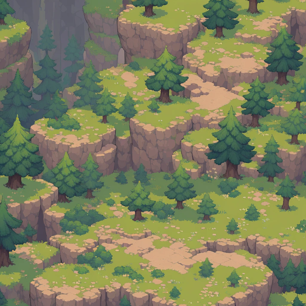 retro video game style,pixelated, vibrant pastel colors,8-bit characters,blocky shapes,sharp lines,detailed shading,classic gaming vibe,nostalgic atmosphere,classic arcade games,masterpiece:1.2,ultra-detailed,illustration style, 2d texture, stone texture, 4 k seamless mud texture, video game texture, dirt texture, tileset, game tiles, grass, 3/4th perspective trees, 3/4th perspective tileable rock texture, 3/4th perspective tileable cliff formations, tileable trees, topdown view, game texture, game art, tileable texture, very detailed cliff texture, intricate stones, top down view, 3/4th perspective