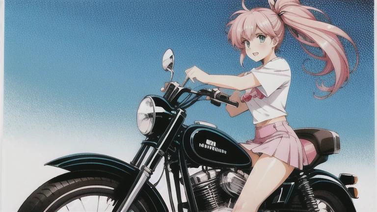 best quality, super fine, 16k, incredibly absurdres, extremely detailed, delicate and dynamic, Fujiko Mine, beautiful woman with perfect facial features, character from the anime Lupin III, riding a Harley Davidson, wind, wind effect, motion blur, wearing a fitted motorcycle leather jumpsuit, memorial art works