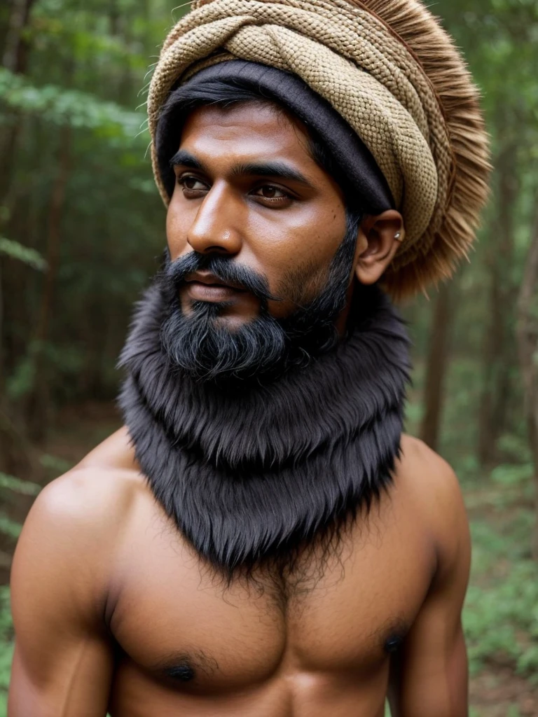 an Indian with wolf's skin on his head