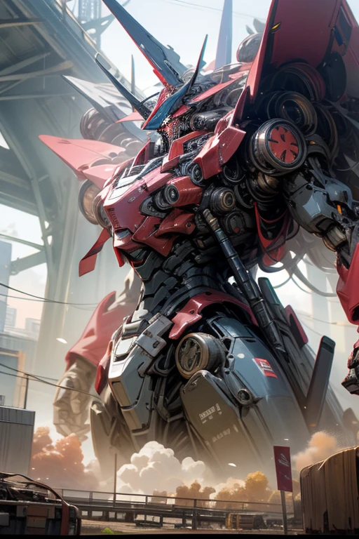 Giant monsters and giant robots,Break Giant monsters and giant robotsが戦っている,masterpiece,best quality,super detailed,super fine illustration,