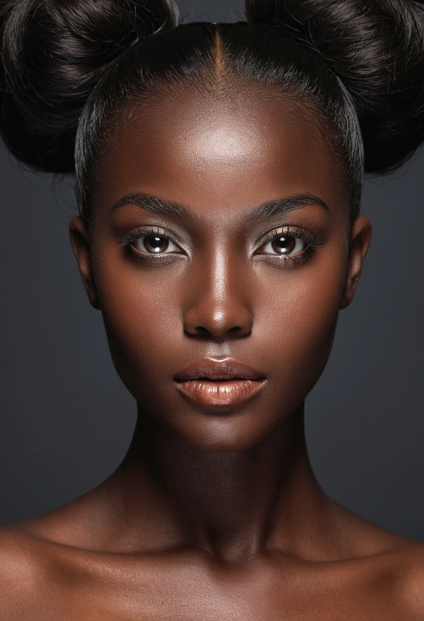 a female face, dark-skinned, With a seductive look, captivating, be nice