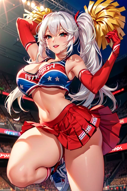 a cartoon image of a woman in a cheerleader outfit, top rated on pixiv, at pixiv, perfect white haired girl, extremely detailed artgerm, popular on pixiv, anime cover, pixiv 3dcg, seductive anime girl, rossdraws and jazza, pixiv contest winner, pixiv, rossdraws 2. 5, 8k