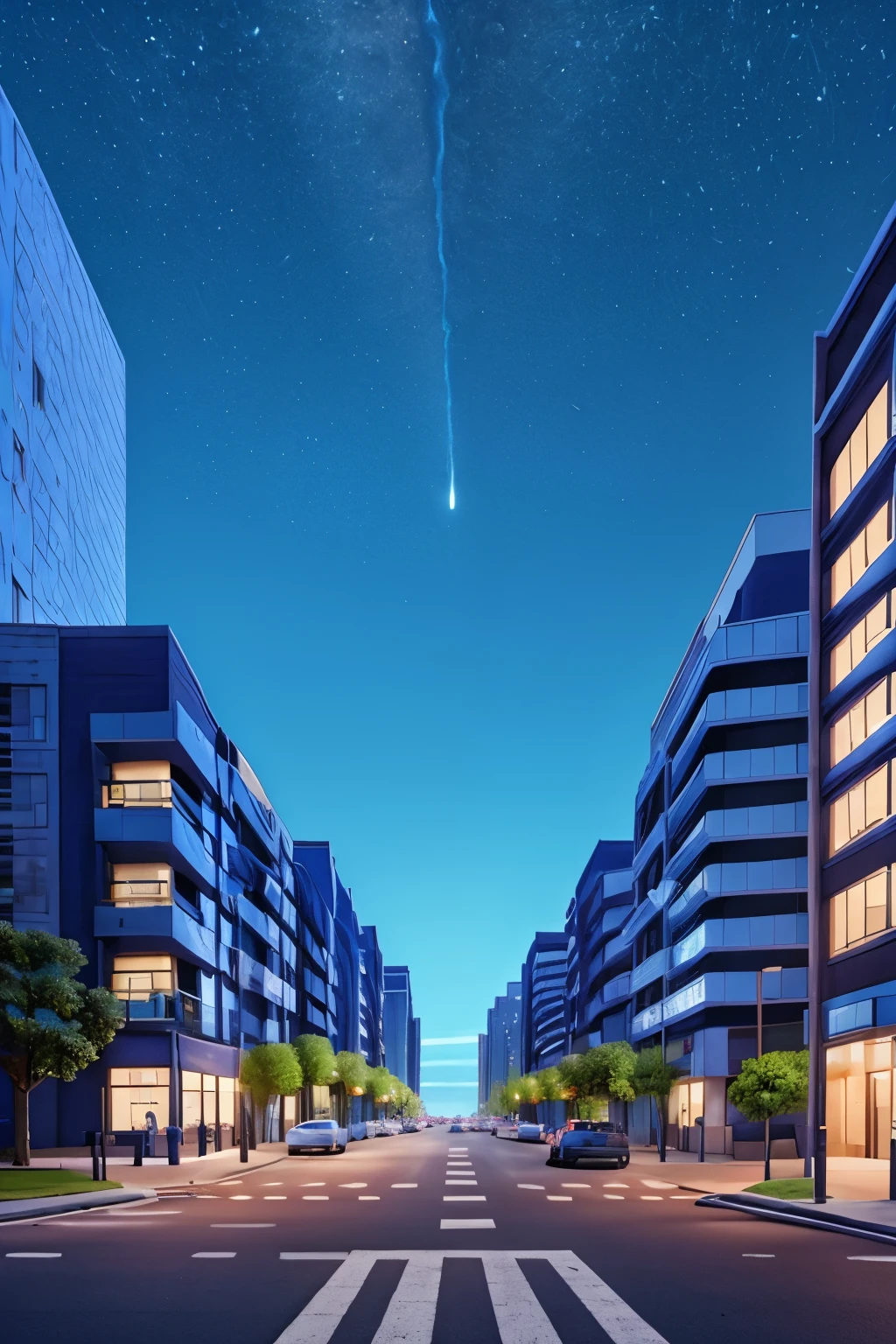 Blue city with building and asphalt