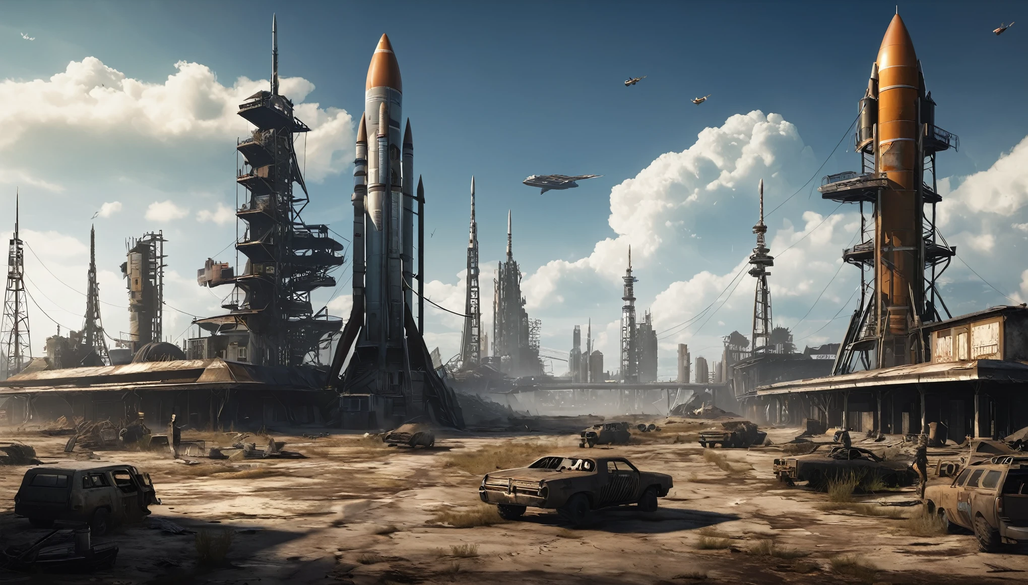 missile rocket city post apocalyptic