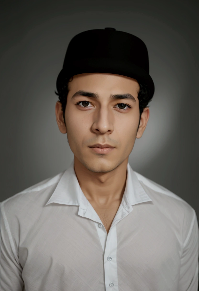 arafed man in a white shirt and black hat