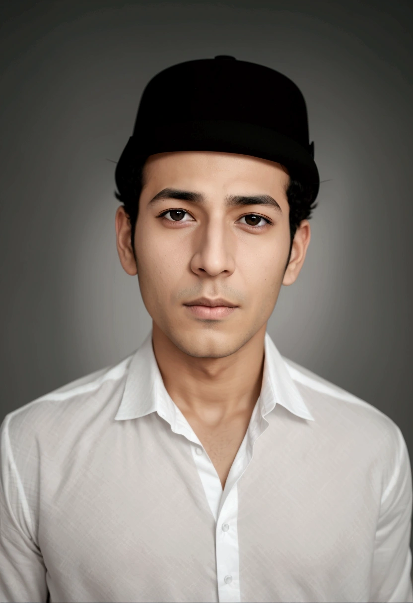 arafed man in a white shirt and black hat
