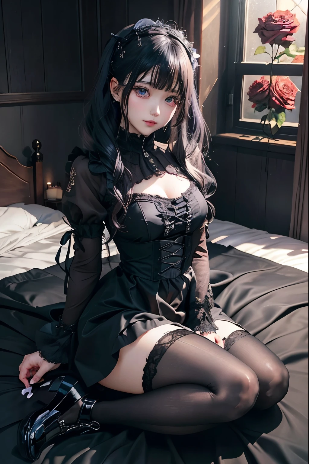 ハードdark gothicメイク、Insanity、deep night sky、horror、black dark eyeshadow、cry、grieve、Good skin glow、dark gothicメイク、dark smile、restless palace、fragrant beauty、22 years ago、lure、Expression of intense sexual pleasure、embarrassed look、dark gothic、lewd expression、pieces fly、highest quality、Browse 5 books、Expression of sexual pleasure in suffering、drunk face、purple maid outfit、Mysterious、Noble、A face that is holding back the toilet、super sexy、loving smile、twin tail hair、jet black ruffle skirt、right blue eye, left eye is red、Gothic bed covered with roses、Super bewitching pose、stick out your butt、platform heel shoes、dark makeup、black lipstick、Stained glass、black metal world、open your legs loosely、make the world beautiful、sit on a bed of roses、gothic ta clothing、comb hair、A little slender、silver hair、long hair straight hair、cute gothic loliress、beautiful face、elegant face、bewitching face、knee high socks、Stained glassが背景、My chest is shiny from a lot of sweat、the room is dark、goth long dress、bell sleeve、wizard sleeve、decadent look、sexually excited look、part of hair、ceremony、ゴシックceremony、Glossy thighs wet with water、Thighs wet and shiny with oil、Background of a room full of roses、sad expression、rose maiden、embroidery is pink、The costume has pink embroidery、thigh high socks、kneel down、Place your knees on the floor、knee high socks、Her thighs are shining with a lot of sweat.、kneel down、My body is wet and shiny、Lots of glitter on the thighs、I'm sweating a lot、A lot of sweat and stickiness on the thighs、Sweat glistens on your thighs, your whole body is sweaty and shiny、pretty sweaty、My thighs are sweaty、my thighs are so wet、I sweat a lot and my thighs are shiny.、A large amount of sweat shines all over the body、kneel down、From right arm to crotch、、spread your legs wide、slender body、gentle expression、masturbating、deep black eyeshadow、despicable act、Stained glassと薔薇背景、エレキplay the guitar、play the guitar、wearing black underwear、have a guitar、