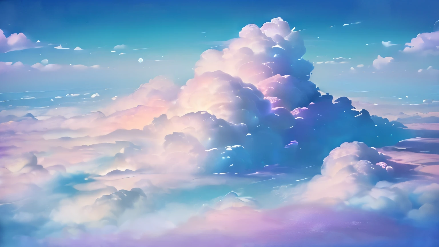 (Beautifully detailed clouds,Fluffy Clouds,Fantastic and dreamy,magical sky,Multicolored clouds,Impressive art,A wonderful work of art,Soft and delicate to the touch,pastel colour:1.1,aerial photograph,Mysterious atmosphere,Peaceful and serene,High resolution,Realistic:1.37)