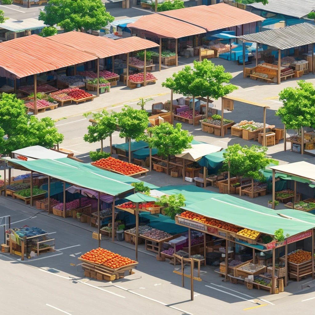 façade, front, outdoor, fruit market novel style, renpy, large environment, no people, single location, anime, scenery, horizontal view