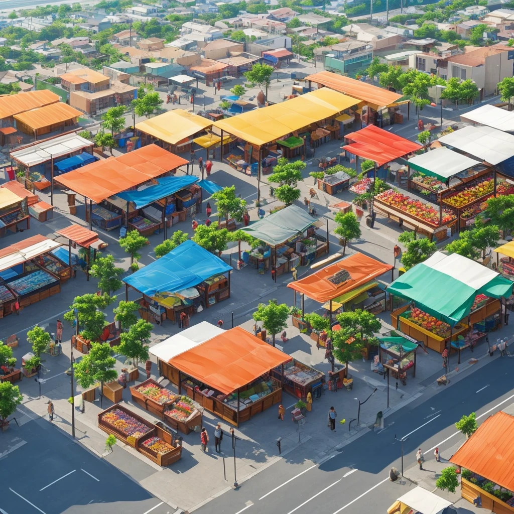 façade, front, outdoor, fruit market novel style, renpy, large environment, no people, single location, anime, scenery, horizontal view