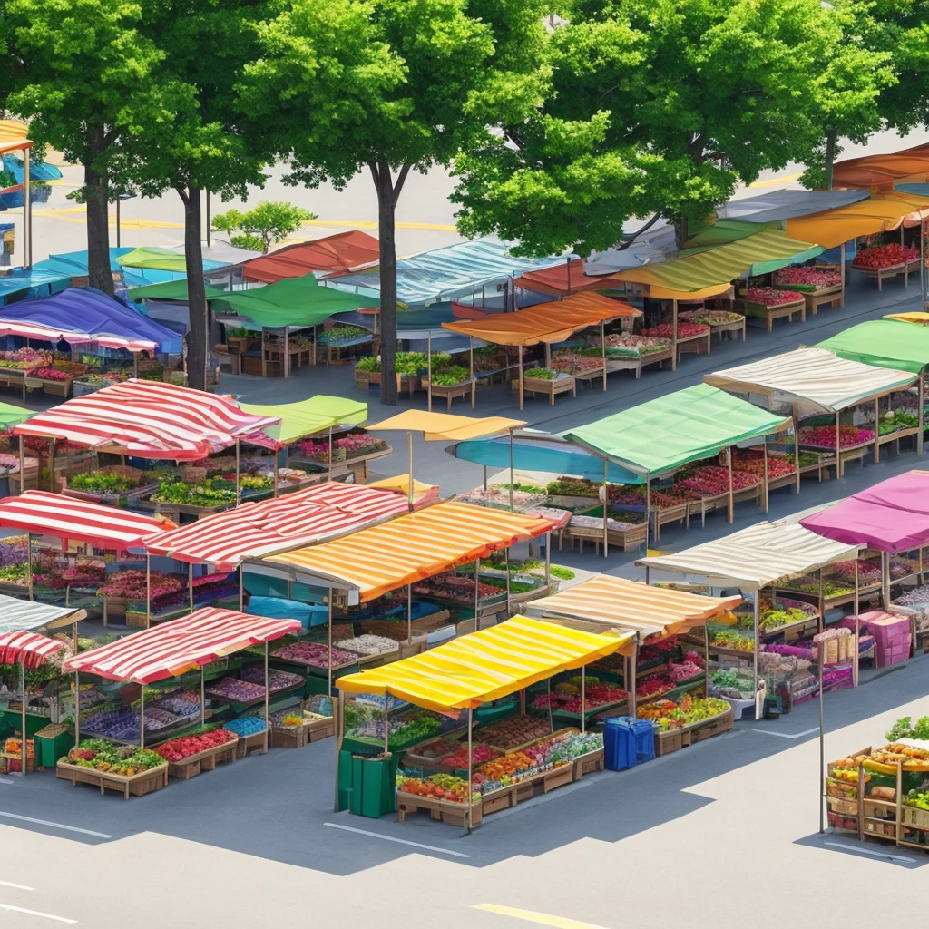 façade, front, outdoor, fruit market novel style, renpy, large environment, no people, single location, anime, scenery, horizontal view
