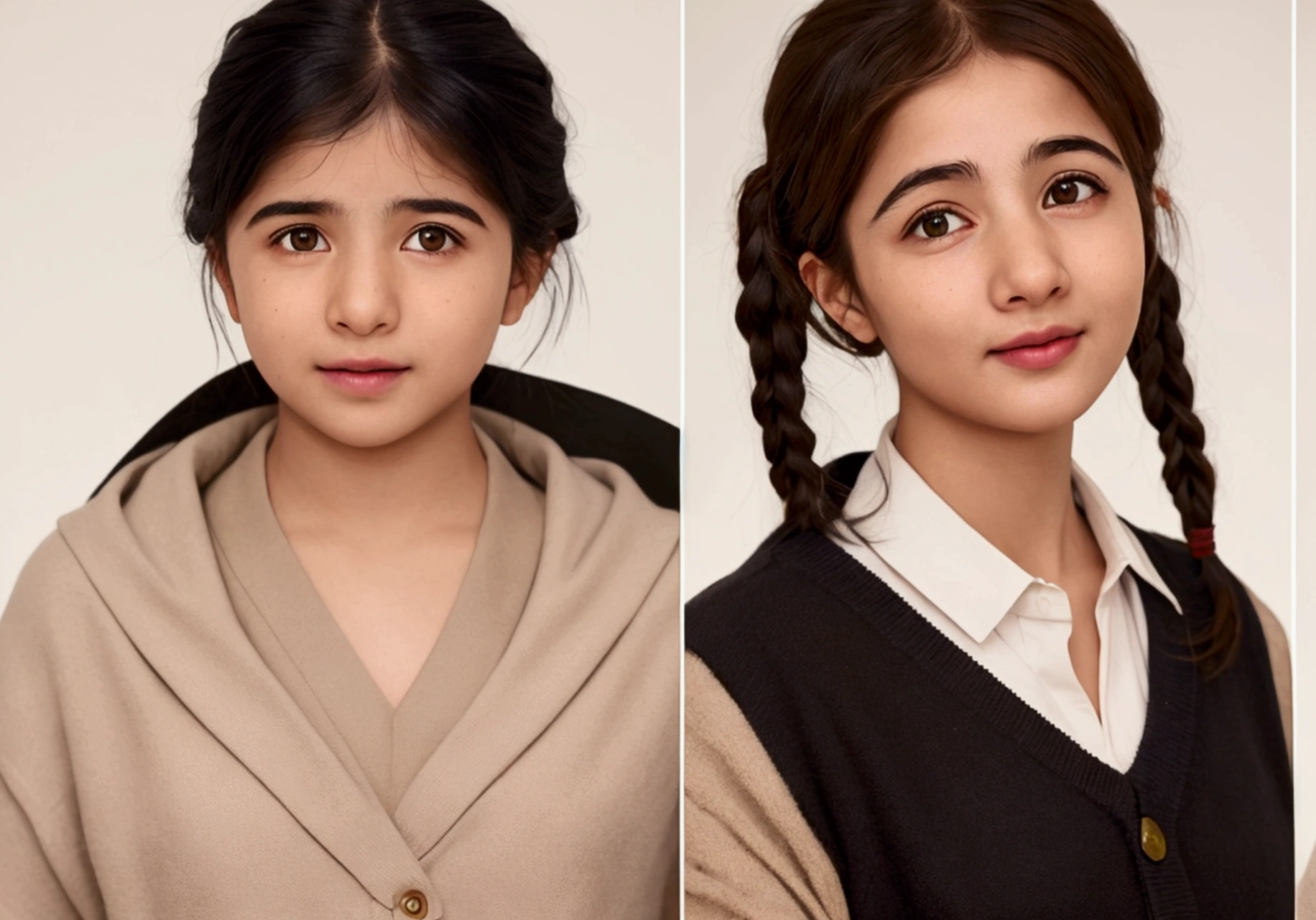 Create a photographic image with illustrious figures such as Nelson Mandela, Malala Yousafzai, Hélio Gracie, J.K. Rowling writer Harry Potter. Everyone looking forward with a look of achievement and determination, as if they were posing for a magazine cover photo, neutral-colored background with no elements. 8K image, realistic.