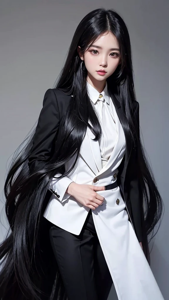 สาวสวยTwo meter long hair, long black hair, wear a suit, wear a suit over it., Turn off all buttons., (เสื้อเชิ้ตwhite), (Thai women&#39;necktieสีดำ), (military rank insignia), (กระโปรงสั้นwhite), tight, (Dynamic posts), full body, (big breasts, Thin body, small waist, hips raised, small thighs, Long legs), A gigantic rift, high-heelsสีดำ, business woman, beautiful woman, Wear a suit and tie., Short skirt, busines suitwhite, กระโปรงดินสอสั้นwhite, busines suitรัดรูป, All white outfit, Emphasize the curves of the body, (สาวสวยTwo meter long hair, my hair is very long., extra long hair, long black hair), busines suit, (Italian style suit, two button suit), (italian dress, white สูท, Set of two buttons), (Women's Suit, women&#39;s business suit, white), (สูทผู้หญิงwhite), (เสื้อเชิ้ตwhite), necktie, (necktieสั้นสีดำ, necktieสีดำ, necktieผอม, ถักnecktie), (military rank insignia), (Short pencil skirtwhite), (Dynamic posts), full body, (A gigantic rift), (big breasts, Thin body, small waist, hips raised, small thighs, Long legs), high-heelsสีดำ, (Short pencil skirt, white), Wearing a suit for a business woman, (Wearing a white businesสูท, busines suitหญิงwhite), (tight, military regalia, เสื้อwhite, กระโปรงwhite), Long legs, (black shoes), (Two gold สูท buttons, Two meter long hair, Form-fitting suit, เสื้อสูทwhiteทรงธรรมดารัดรูป), (black shoes, high-heels), (stand, walk, elegant posture, Dynamic posts), short dress, earring, garden, modeling, ภาพfull body, เหมือนfull body