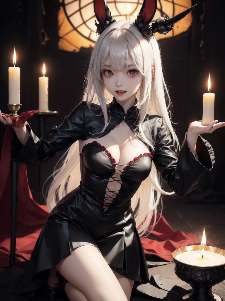 masterpiece, Highest quality, High resolution,(Highest quality,4K,High resolution,masterpiece:1.2),Very detailed,Realistic:1.37,masterpiece, Highest quality, Exquisitely crafted, woman, beautiful, elegant, smile, Blood, iridescent Long Hair, bangs, skirt, shirt, Long sleeve, Frills, shoes, (Red and Black:1.4), flower, spooky, Horror, 頭蓋Bones, Long Hair, Black Hair, Candles, Blood, hair flower, Dead, hair ornaments, Bone, doll, 頭蓋Bone, skeleton, Horror (theme),spooky altar background,Dark fantasy,Red color scheme,Ominous atmosphere,eyeを引く,Storytelling,anatomy,Anime Style,Concept Art,beautiful細部までこだわった顔と (((赤いeye ))),A terrifying ritual ,Satanic Ritual,Premature death,Misconduct,クレイジーなsmile,Scythe Face,Girl Monster, beautiful, Delicate facial features, 鋭いeye, Sharp Fangs, 青White skin, blonde,robot,Cursed Painting, Dark Background, Cinema Lighting, Dramatic Shadows, Gothic style, Gloomy atmosphere, Dark fantasy, One Girl, , Please open your mouth wide, Open your mouth and baring your teeth,Sharp teeth like a beast, Wide lips, very wide mouth, Vermilion cheeks, ,(Bloodしぶき:1.4),Scary smile, smile,Fallen angel design, ねじれたsmile、Bloodまみれの、頭からの出Blood,、Bloodしぶき、,(Bloodしぶき:1.4),Crossbones, 頭蓋Bone,Horror 一人の男の子, Cream colored hair, Gray Hair, Pearly hair, nice boy, Bunny ears, Loose-fitting clothing, Larger clothes, dark red eye, eyeの下のたるみ, dark circles under eye, やみcute, Fluffy hair, Voluminous Hair, skinny, slim, very skinny, Androgynous, cute, spooky, short hair, Horror, Faded colors, White skin, spooky, Unnaturally thin, I'm hungry, eye, eye in background, sharp eye, Long eyelashes, Under the eyelashes, Loose shorts, レースshirt, Frillsshirt, Tie the ribbon'head, Detailed clothing, A loose cardigan, Open cardigan, 滴るBlood, that'terrible, nightmare, Haunted, stitch, patchwork, string, Injury, hell, Injury on arms, self-harm, cut, Black Fingers, factory, Abandoned, A dismembered ghost,Many heads,Many heads,Lots of faces,Multiple faces,Multiple Girls,Frolicking Girl,複数のwoman,tea ,クレイジーなsmile,look up,Face shot,Scythe Face,Girl Monster, slave,beautiful, Detailed portrait, Delicate facial features, 鋭いeye, Sharp Fangs, 青White skin, Thick chain, Dark Background, Cinema Lighting, Dramatic Shadows, Gothic style, Gloomy atmosphere, Dark fantasy, One Girl, , Please open your mouth wide, Open your mouth and baring your teeth,Sharp teeth like a beast, Wide lips, very wide mouth, Vermilion cheeks, ,(Bloodしぶき:1.6),Scary face, Laughter Witch design, ねじれたsmile、Bloodまみれの、頭からの出Blood,,、Bloodしぶき、,(Bloodしぶき:1.6),Crossbones, 頭蓋Bone, , Horrorスタイル, ((Fantasy Witch Costume)), ((Flowing white hair)), ,(Bloodしぶき:1.6),womanの曲線, Large Breasts, Thick thighs, Sexy flat stomach, Perfect hands, Perfect anime face, ((dark ta dress)), Are standing, ((邪悪なsmile)), ,(Bloodしぶき:1.6),Victorian cities, gaslight, Steam circulates, Moonlight Illumination, night lighting, A sky filled with stars and galaxies,disaster々new devil horns,,(Bloodしぶき:1.6),アニメゾンビWitch design, ねじれたsmile、Bloodまみれの、頭からの出Blood,,、Bloodしぶき、,(Bloodしぶき:1.6),Crossbones, 頭蓋Bone,,Photo Background,Wide Shot,Scythe Face,Girl Monster, slave,beautiful, Detailed portrait, Delicate facial features, 鋭いeye, Sharp Fangs, 青White skin, Thick chain, Dark Background, Cinema Lighting, Dramatic Shadows, Gothic style, Gloomy atmosphere, Dark fantasy, One Girl, , Please open your mouth wide, Open your mouth and baring your teeth,Sharp teeth like a beast, Wide lips, very wide mouth, Vermilion cheeks, ,(Bloodしぶき:1.6),Scary face, Laughter Witch design, ねじれたsmile、Bloodまみれの、頭からの出Blood,,、Bloodしぶき、,(Bloodしぶき:1.6),Crossbones, 頭蓋Bone, , Horrorスタイル,