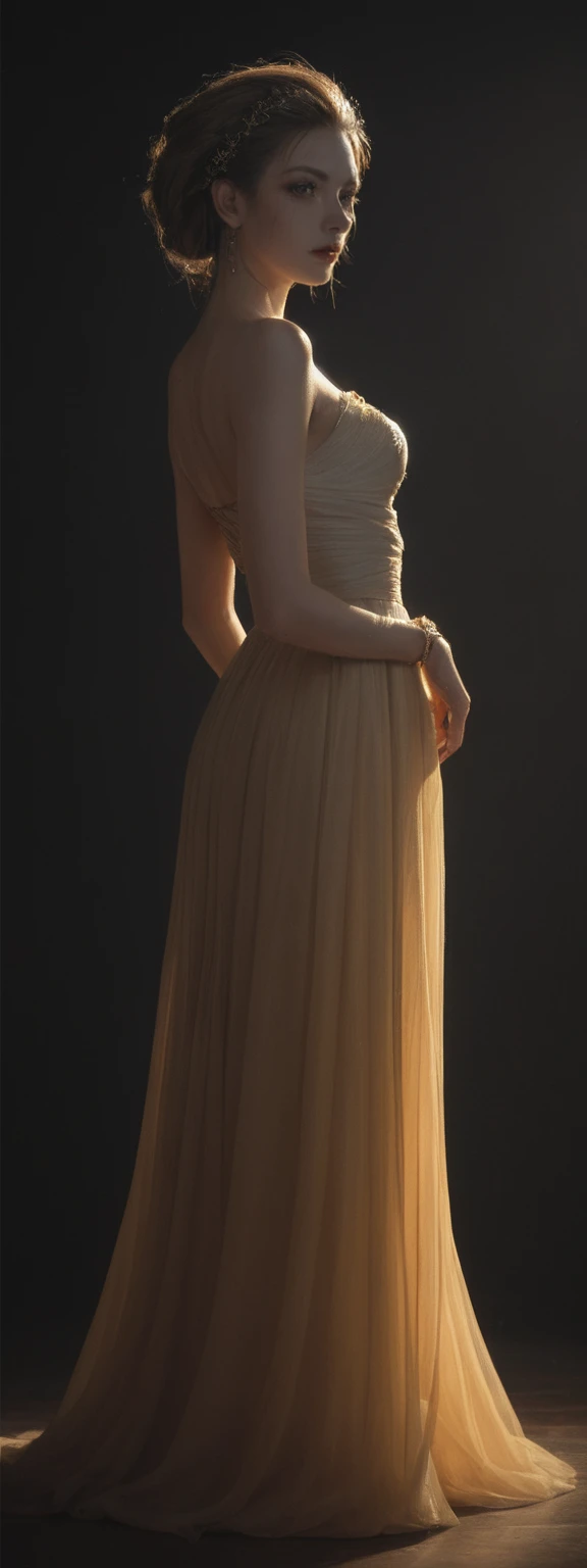 cinematic film, Realistic photograph,realistic, score_9, score_8_up, score_7_up, score_6_up,
 1girl, solo, from front, full body, Varus \(league of legends\), black background, makeup, sidelighting, backlighting, glowing,