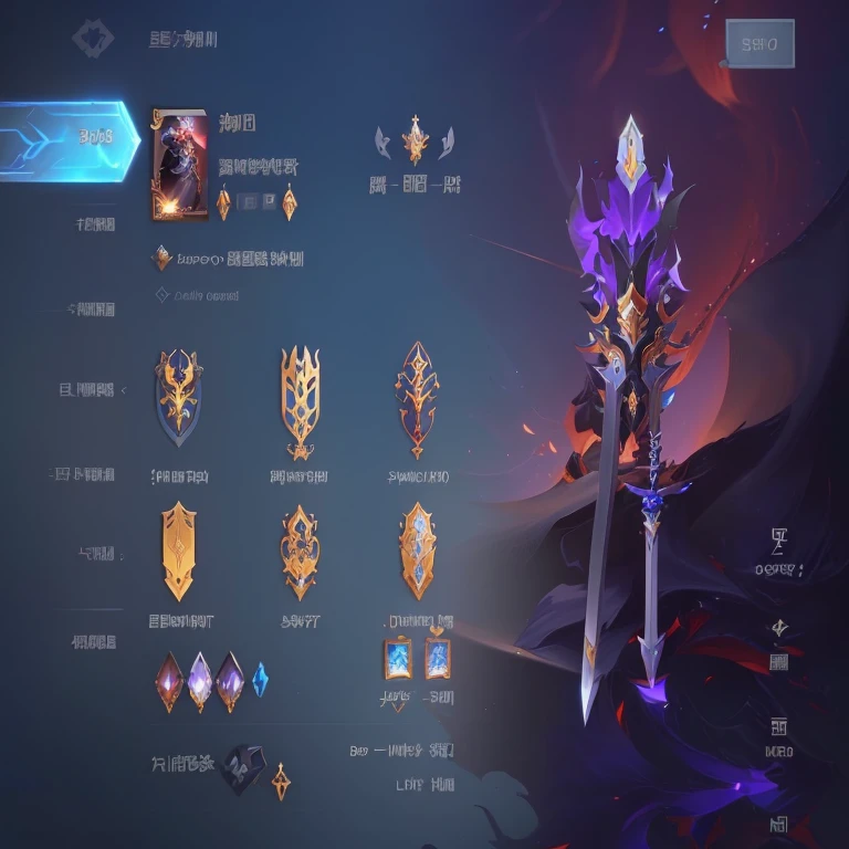 a close up of a person holding a sword and a bunch of items, mobile legends, by Bernardino Mei, onmyoji, loadscreen”, heise jinyao, 8 k highly detailed ❤🔥 🔥 💀 🤖 🚀, 8k highly detailed ❤️🔥 🔥 💀 🤖 🚀, ethereal and mecha theme, heroic!!!, listing image, epic battle screen of hero