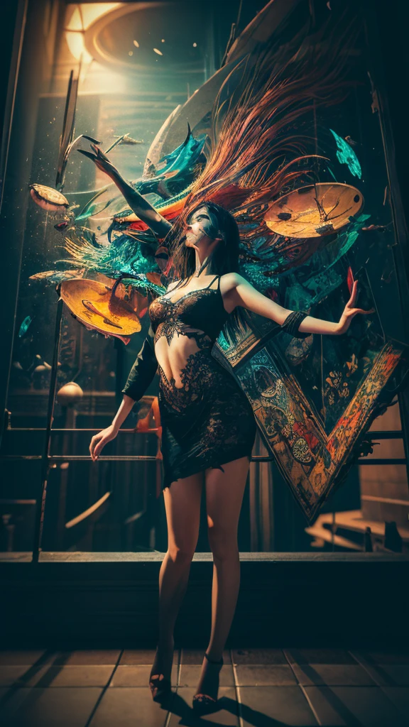 A beautiful captivating mesmerizing stunning beautiful gorgeous woman abstract Expressionism style inspired by great artists -, 3d render, photo, illustration, painting, product, architecture, typography, cinematic, vibrant, dark fantasy, graffiti, conceptual art