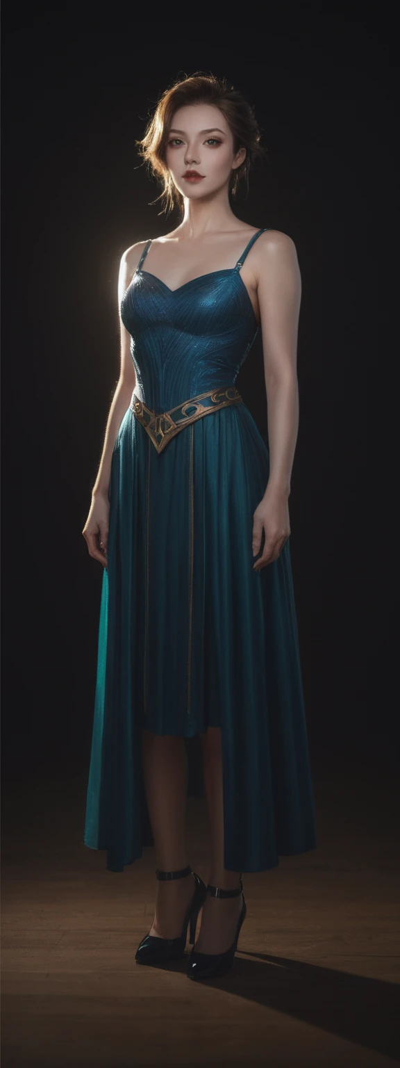 cinematic film, Realistic photograph,realistic, score_9, score_8_up, score_7_up, score_6_up,
1girl, solo, from front, full body, Singed \(league of legends\), black background, makeup, sidelighting, backlighting, glowing,