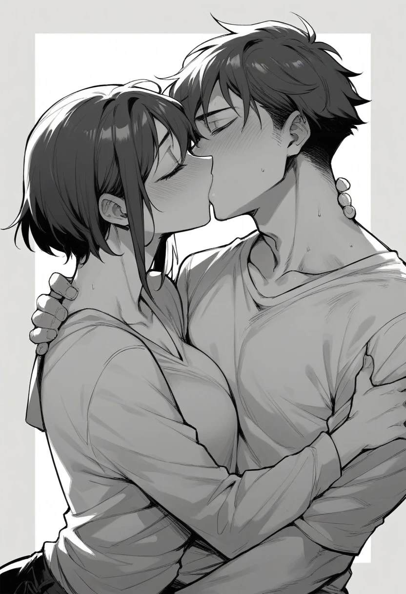 Sister and brother kissing