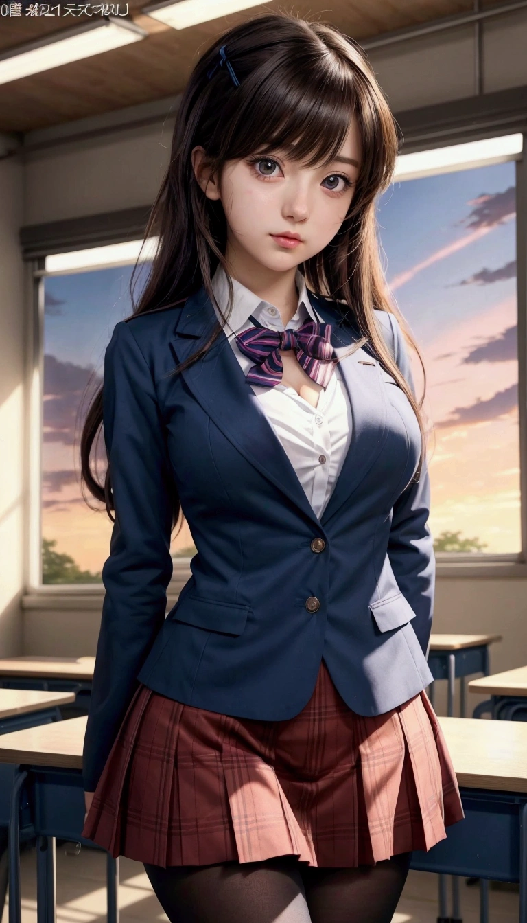 anime girl in standing in front of a desk, beautiful anime high school girl, anime visual of a cute girl, realistic , an anime girl, a hyperrealistic , attractive anime girl, anime best girl, jk uniform, girl wearing uniform, magical school student uniform, anime girl, school girl, hyperrealistic , seductive anime girl,