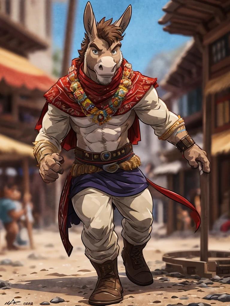 Anthropological Donkey, 4K, High resolution, best quality, posted on e621, alone, Anthroposophical body, masculine, adult, masculine, , correct anatomy, (symbol), (blurred background, blurred background:1.2), (by wfa:1), (von Taran Fiddler:0.5), young, dynamic pose, portrait