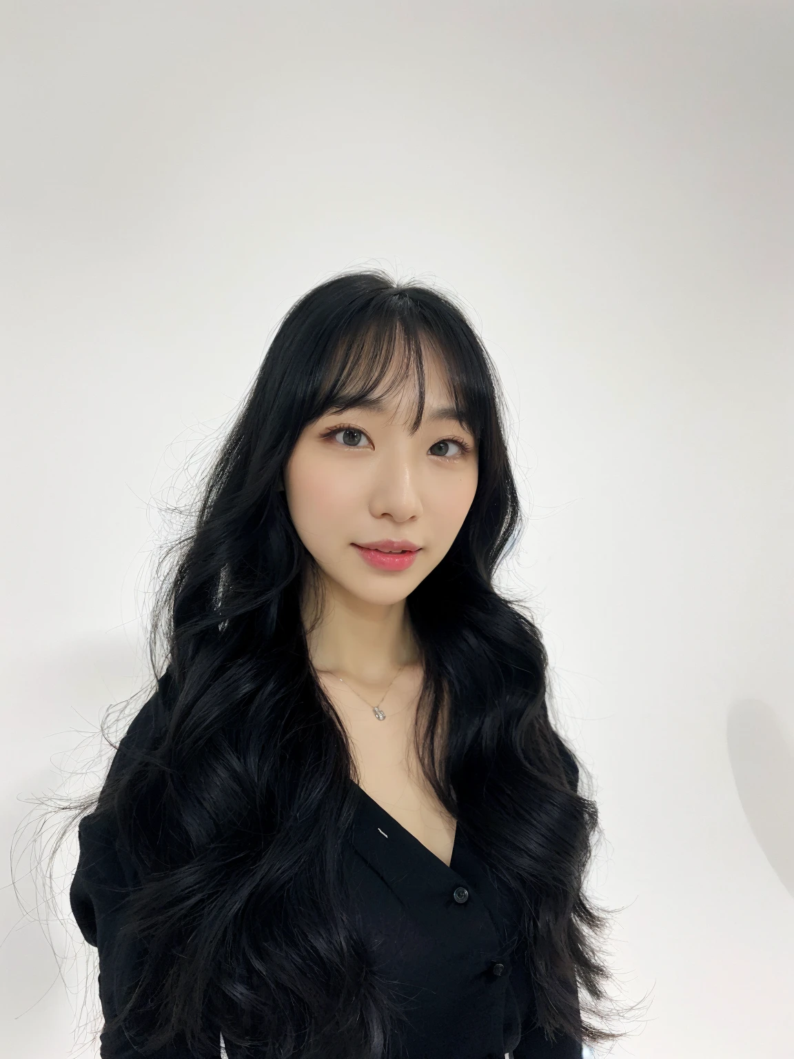 Best Quality, 8k, Masterpiece, (Portrait: 1.3), (photo realistic:1.4), (hyper realistic:1.4), Sharp Focus, looking at viewer, (smoother lighting:1.1), (increase cinematic lighting quality:0.9), realistic lighting, backlighting, light on face, ray trace, (brightening light:1.2), (Increase quality:1.4), sharp detail, (best quality real texture skin:1.4), finely detailed eyes, black_eyes, finely detailed face, 25 year old Korean woman, smiling_face (white formal_shirt:1.4), (Create an image maintaining the original base model hairstyle:1.5)
