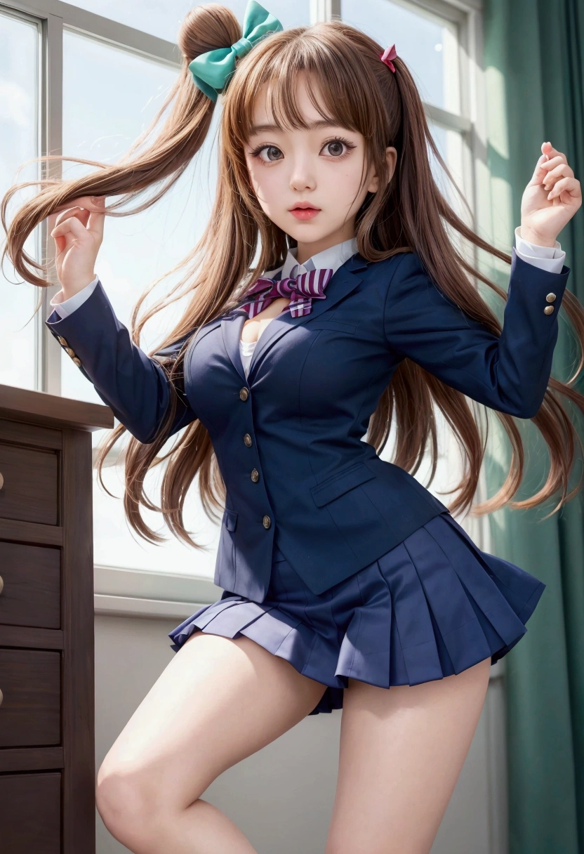 a close up of a person in a uniform with a bow, marin kitagawa fanart, beautiful anime high school girl, anime visual of a cute girl, anime best girl, nagatoro, anime moe artstyle, a hyperrealistic , seductive anime girl, jk uniform, official artwork, anime style, ecchie , girl wearing uniform ,big breast, cl