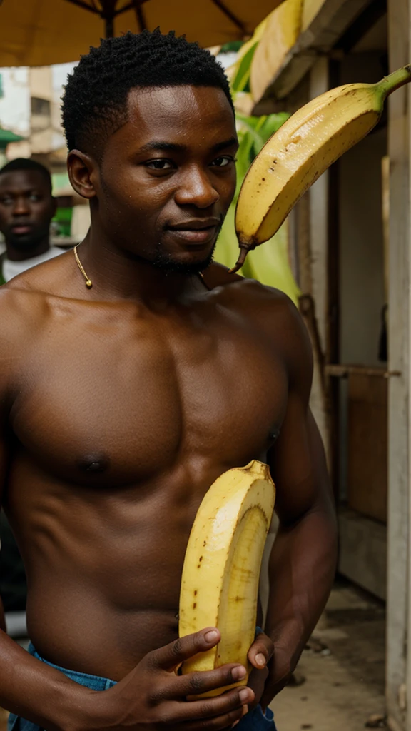 Nigerian Man holding banana in his hand