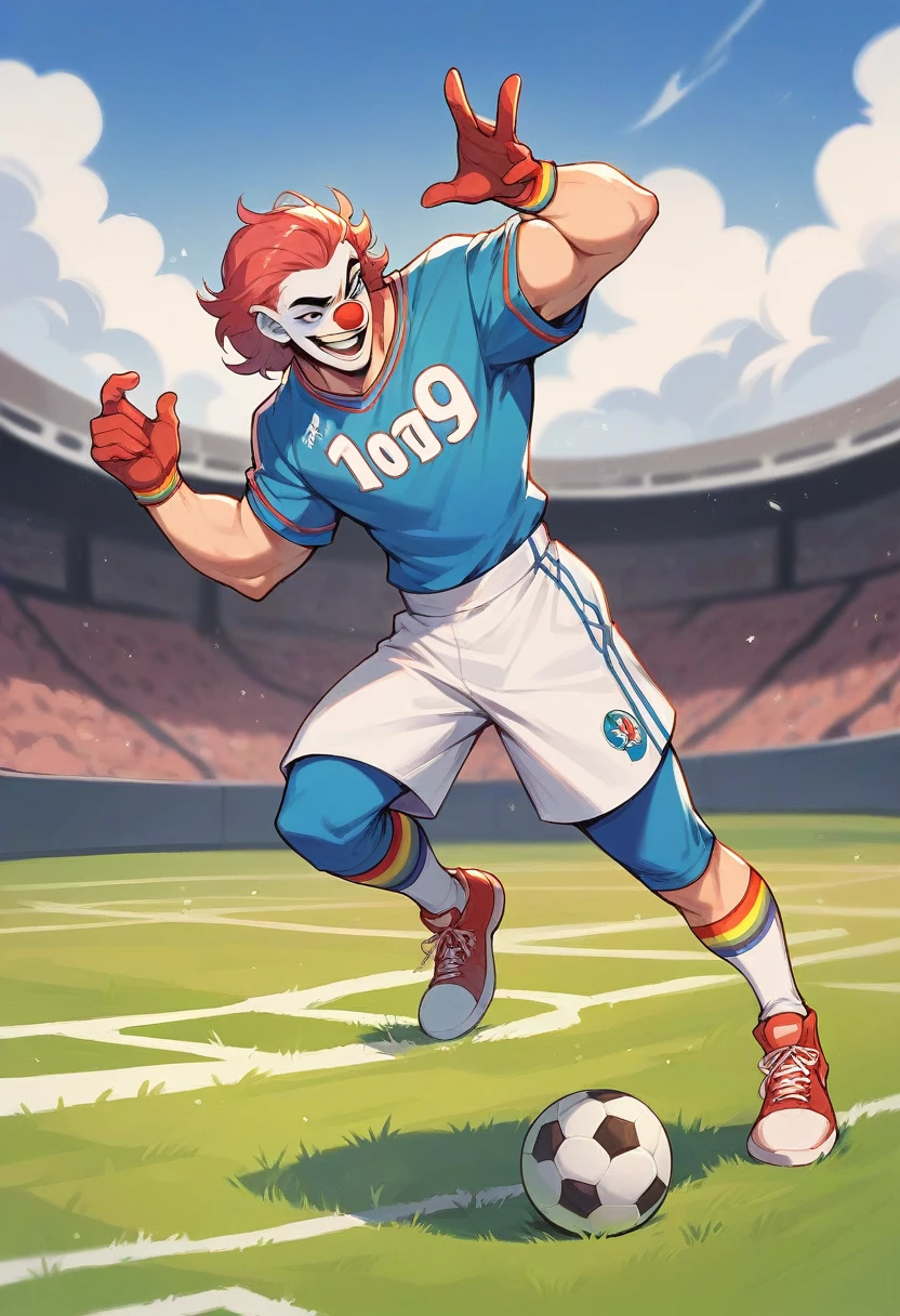 Clown on the football field 