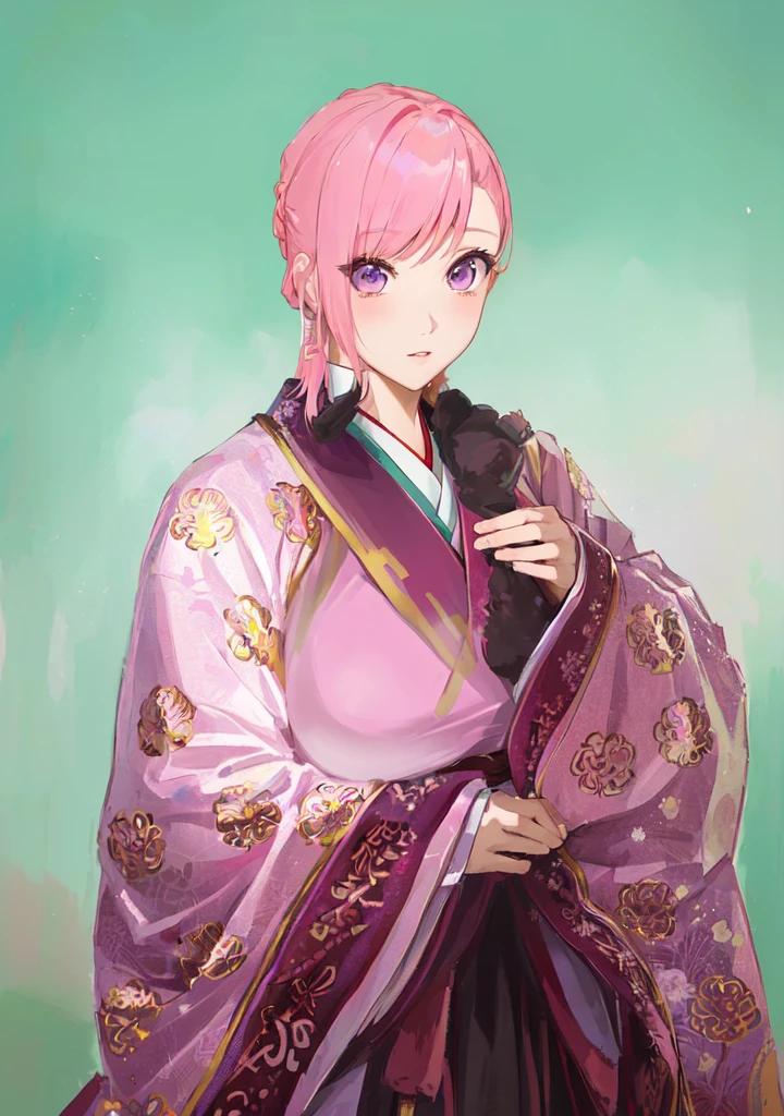 Pink Hair、Anime girl in purple dress,, Sakura Haruno, ((Wearing noble robes)), Goto Indian Summer, Sakura Haruno, Produced in collaboration with Anime Painter Studio, Inspired by Nishikawa Sukenobu, Glorious Makami, inspired by Eizan Kikukawa, Wearing Kimono, Yaoi Haruma, Wearing Kimono,big ,huge ,sex body,Three Kingdoms,Dynasty Warriors,Chinese style,Hanfu,Huge Breasts