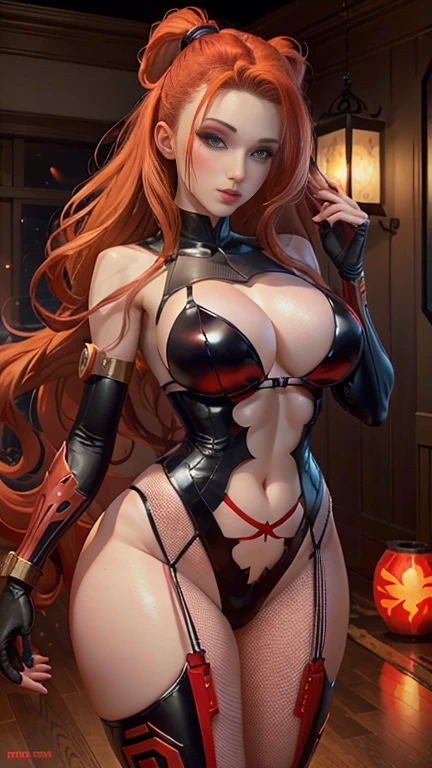 Masterpice, Woman dressed as red lantern from DC, big breasts, big butt, sexy body, red  hair color, red ring glowing in her right hand, red  eyes, red lips , blood around her eyes mask, beautiful face with evil looks,sexy body, red and black tight uniform for red lantern,  frontal, full-length, looking at the camera, facing the audience, standing posture, Galaxy background, three-dimensional light, detailed full-body concept, sleek digital concept art, beautiful full-body concept art, art trend, CGsociety full-length,