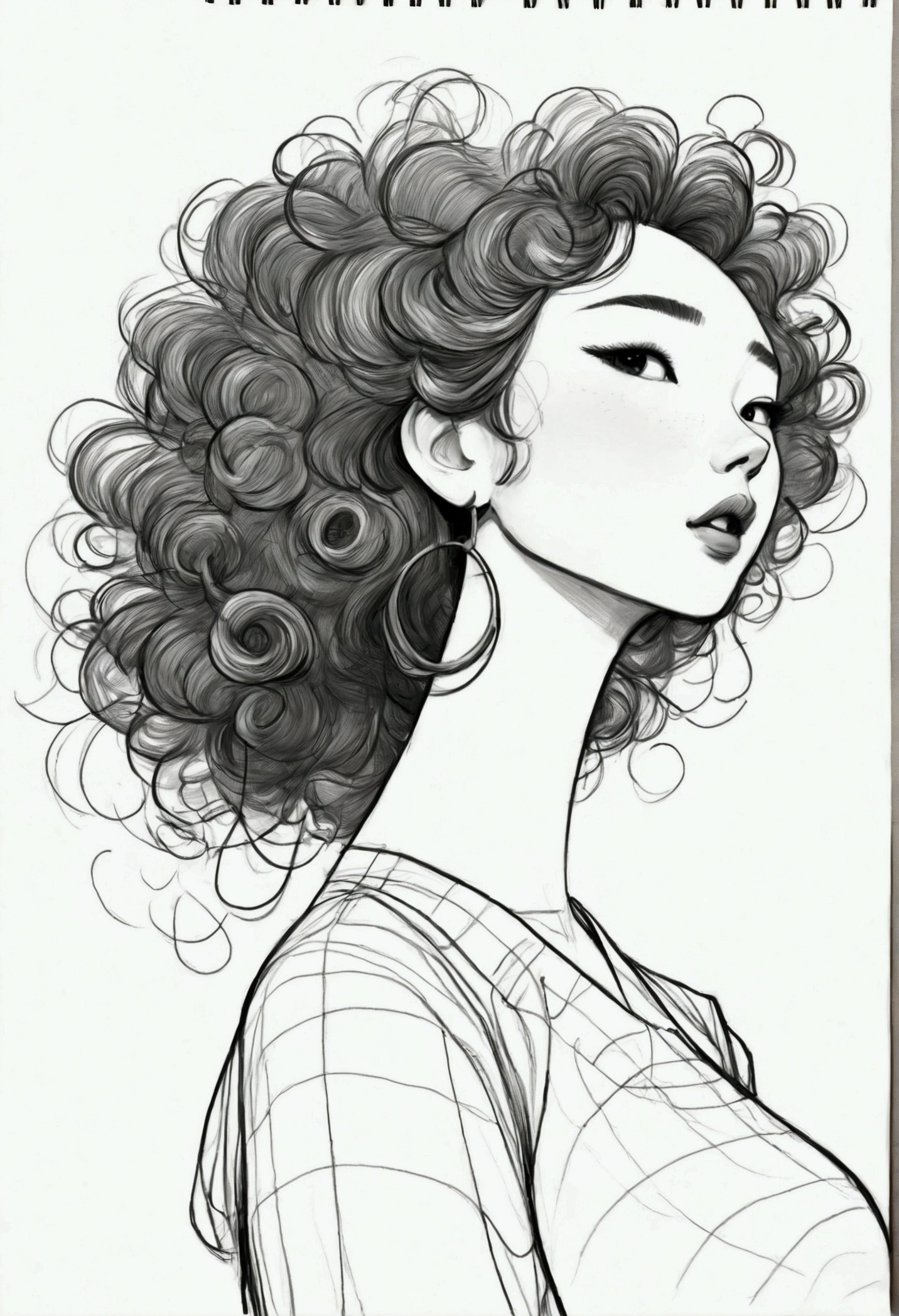 (((Exaggerated digital character sketches:1.37，Matchstick Men))).(1 Girl，cheongsam，Solitary，Fluffy curly hair，(Exaggerated expression,)，(Black sketch lines，Loose brushstrokes create the outline，Cartoon Style. Bright colors and simplified lines, sketch)。(Exaggerated body movements),(Large area of blank）